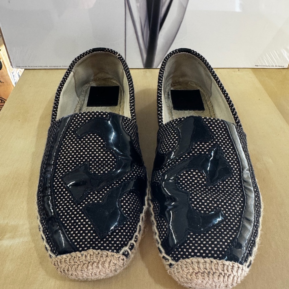 Tory Burch Black and Tan Espadrilles